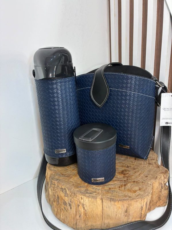 Kit Mate Luxo 3 Peças Marinho e Preto com Térmica Termolar 1L