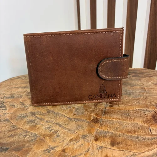 Carteira Masculina Campana em Couro Graxo – Com Porta Documentos, Porta Moedas e Porta Cartões