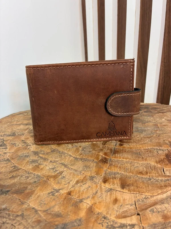 Carteira Masculina Campana em Couro Graxo – Com Porta Documentos, Porta Moedas e Porta Cartões